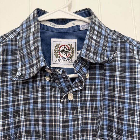 Cinch Plaid Long Sleeve Button Down Western Shirt Men’s Medium Blue Cowboy Rodeo - Picture 4 of 9